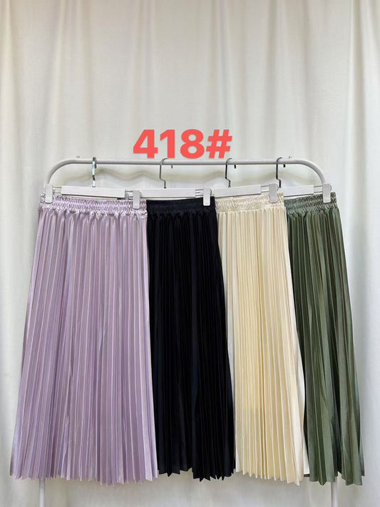 Pleated Satin Skirt 71 by Zadine – Korean imported B2B fashion