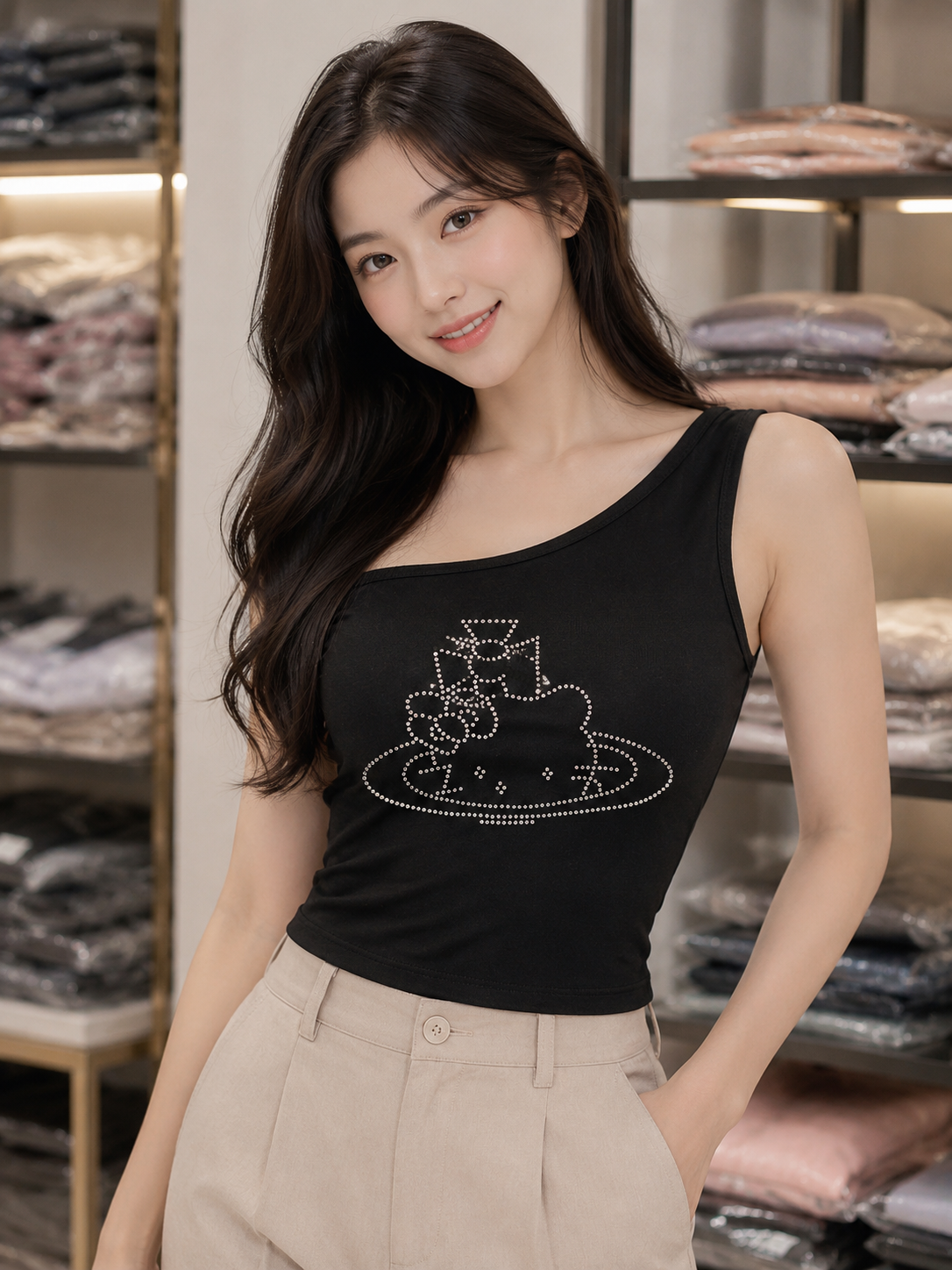 Rhinestone Graphic Bralette - Korean Wholesale Supplier India