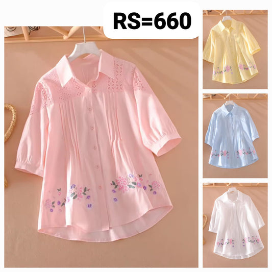 Zadine (Pack of 4) Imported Embroidery Shirt  For Women. Rate : 660
