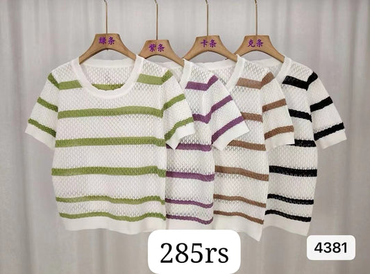 Imported Knitted Half Sleeves Crop Top |Wholesale WESTERN Wear (PACK OF 4 COLOR)