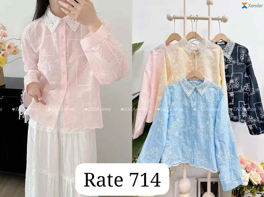 Imported Embroidery Shirt | Wholesale Korean Women's Wear    - ZF-128