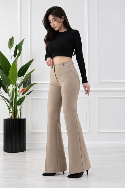 High Waist Flared Pants for Women | Korean Bootcut Trousers Pack of 4 (Sizes 28–34) Wholesale India