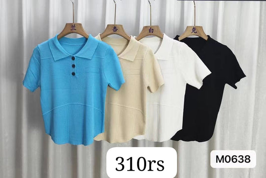 Imported Knitted Half Sleeves Crop Top |Wholesale WESTERN Wear (PACK OF 4 COLOR)