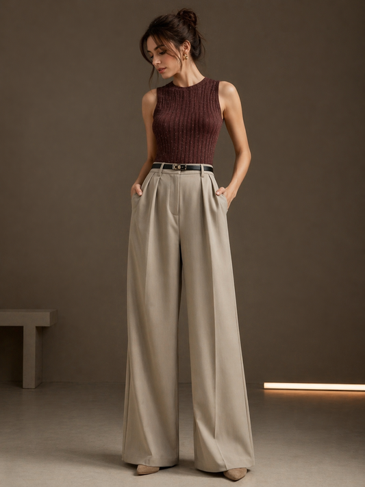 High Waist Wide Leg Formal Pants for Women | Korean Trousers Size Pack (28–34) Wholesale India