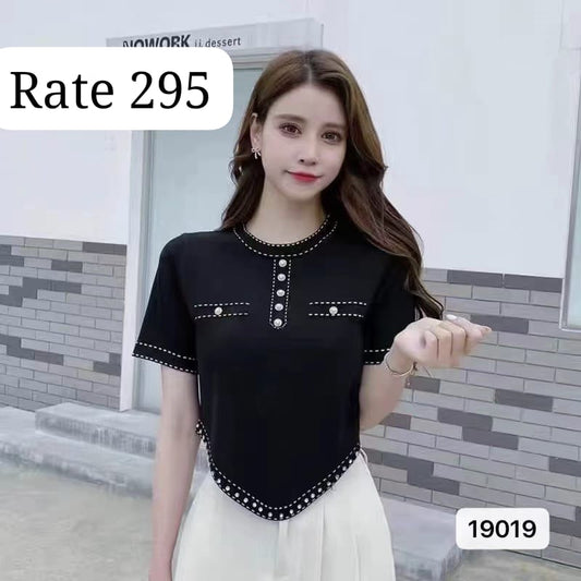Imported Knitted Half Sleeves Crop Top |Wholesale WESTERN Wear (PACK OF 4 COLOR)