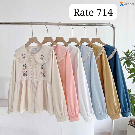 Imported Embroidery Shirt | Wholesale Korean Women's Wear    - ZF-129