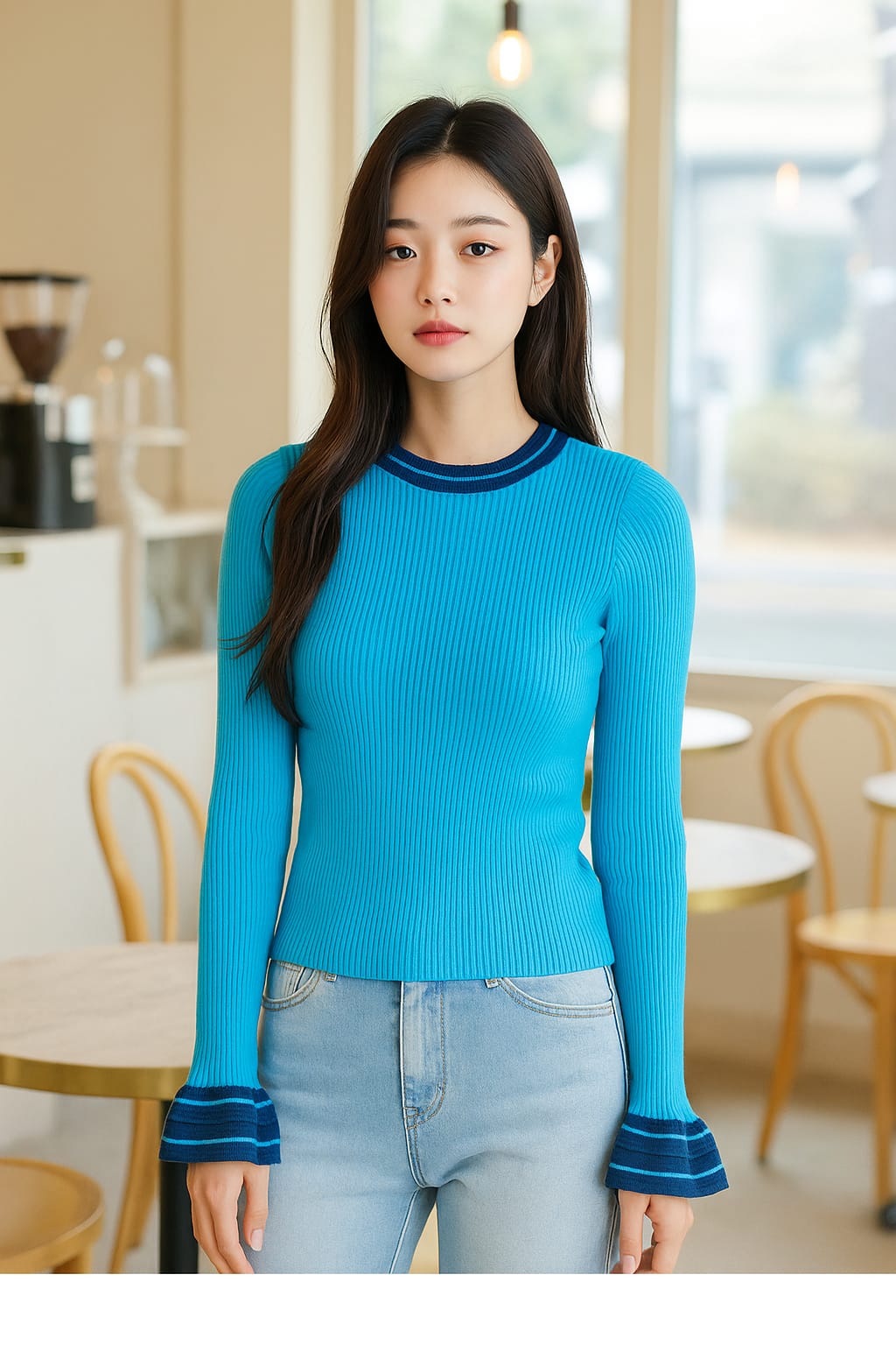 Imported Knitting Fullslevees Crop Top | Wholesale Korean Womens Wear  - ZF-51