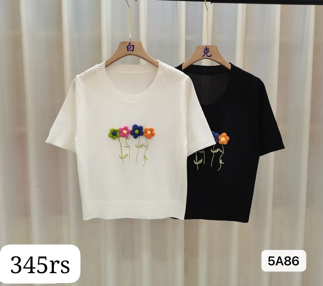 Imported Knitted Half Sleeves Crop Top |Wholesale WESTERN Wear - ZF-98