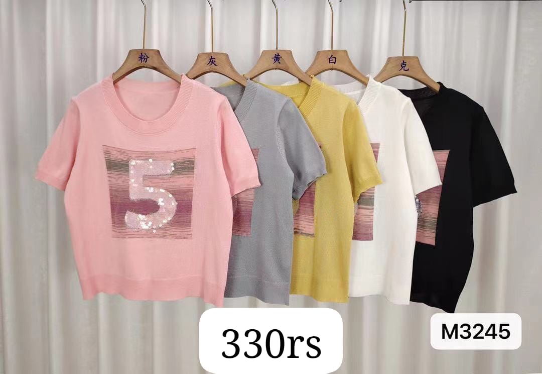 Imported Knitted Half Sleeves Crop Top |Wholesale WESTERN Wear  - ZF-100