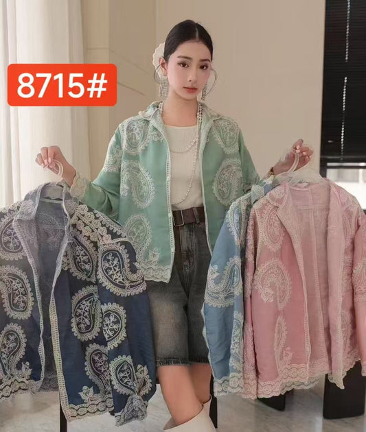 Zadine Imported Embroidery Shirt  Wholesale Korean Womens Wear  - ZF-38