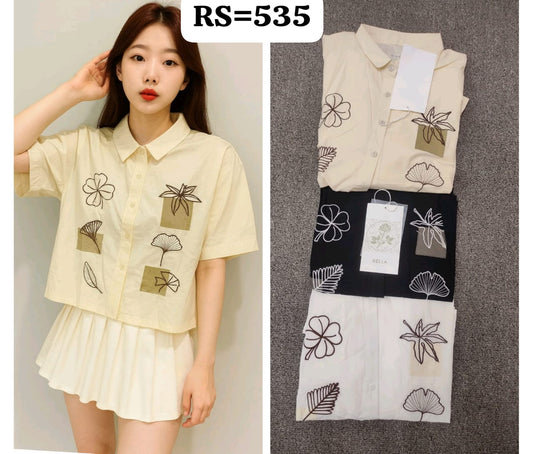 Imported Korean Fashion Crop Shirts For Women - Wholesale - ZF-11