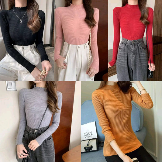 Imported Knitting Fullslevees Crop Top | Wholesale Korean Womens Wear    - ZF-66