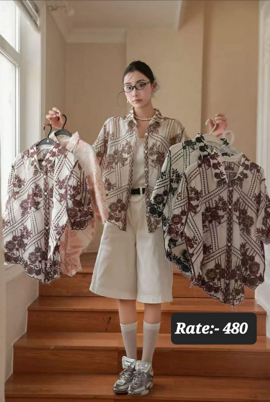 Imported Embroidery Shirt  Wholesale Korean Womens Wear  - ZF-06