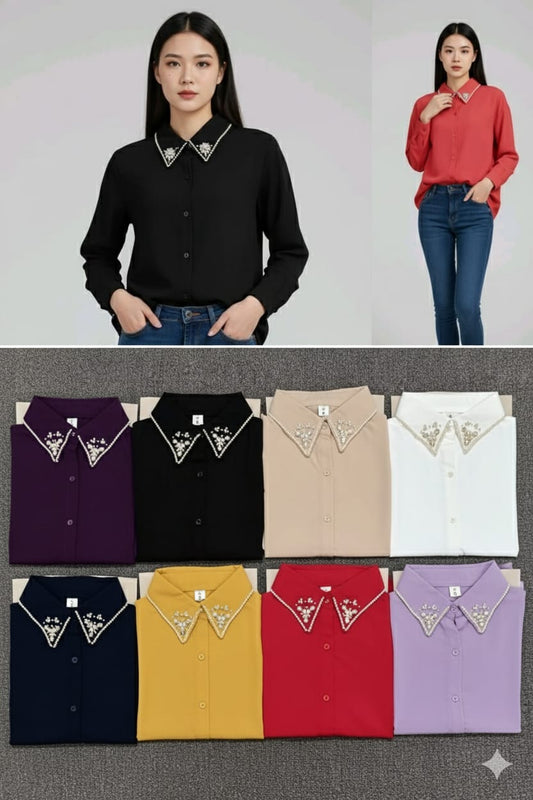 Imported Korean partywear Shirt | Wholesale Korean Women's Wear    - ZF-235