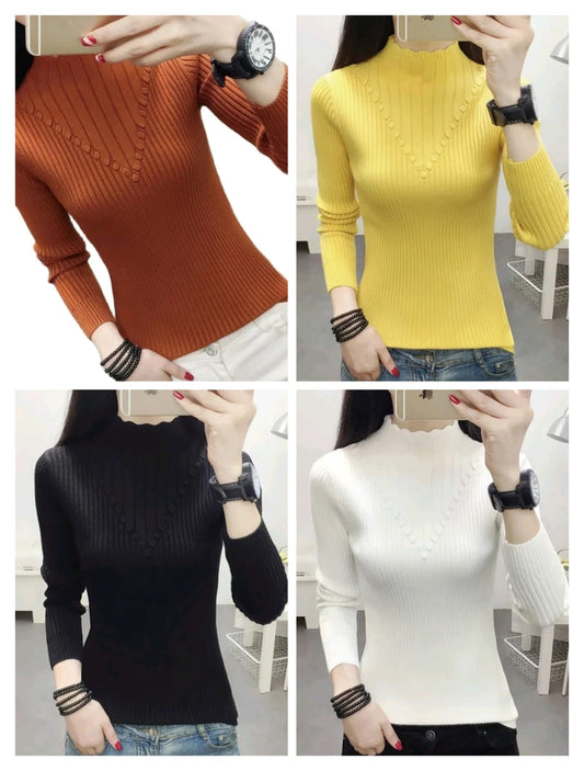Imported Knitting Fullslevees Crop Top | Wholesale Korean Womens Wear   - ZF-65