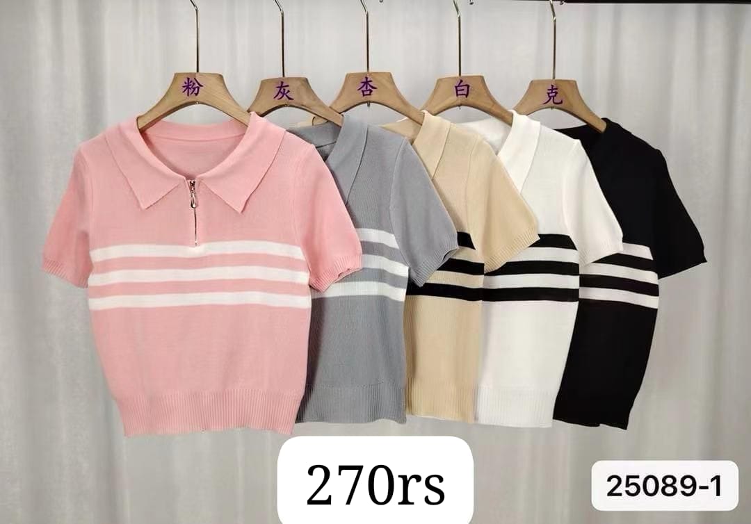 Imported Knitted Half Sleeves Crop Top |Wholesale WESTERN Wear  - ZF-93