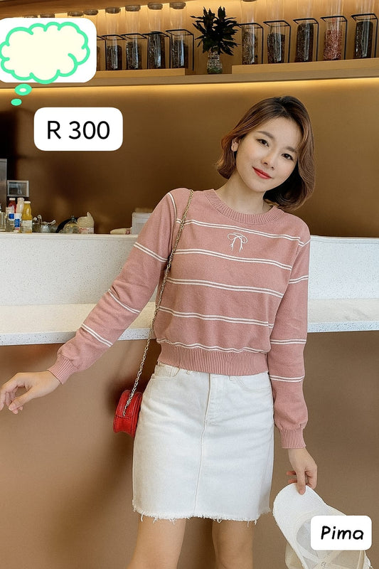 Imported Knitting Fullslevees Crop Top | Wholesale Korean Womens Wear   - ZF-52