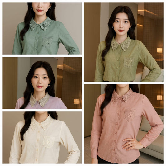 Zadine Imported Embroidery Shirt | Wholesale Korean Womens Wear  - ZF-41
