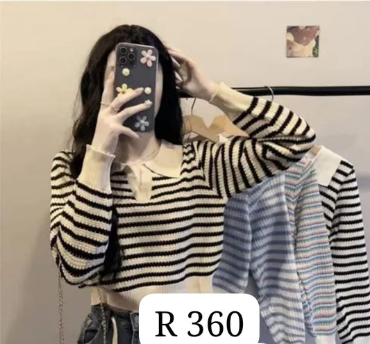 Gen Z Viral Polo Striped Sweater | Wholesale Bulk Offers