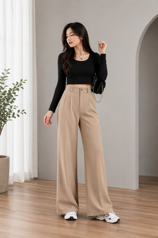 High Waist Wide Leg Korean Pants for Women | Free Size Color Bundle Pack Wholesale India