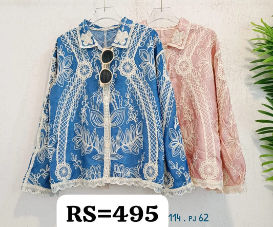 Imported Embroidery Shirt  Wholesale Korean Womens Wear  - ZF-08