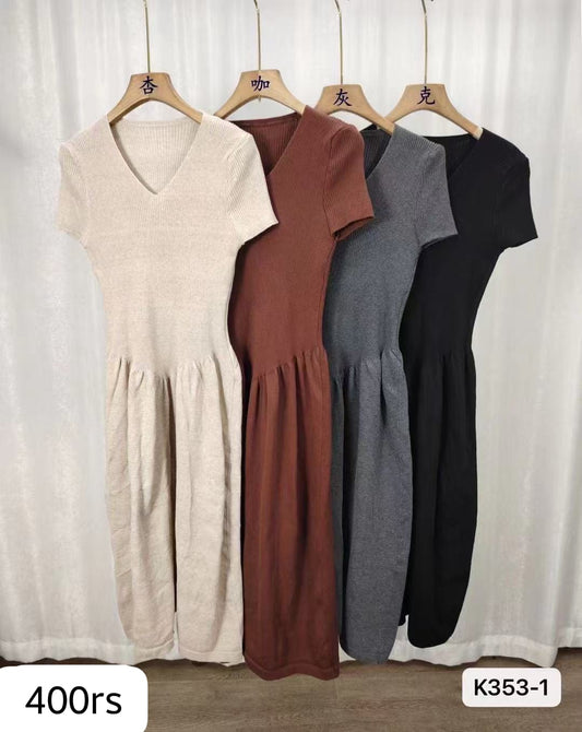 Imported Midi Dress  | Wholesale Korean Women’s Wear  (PACK OF 4 COLOR)