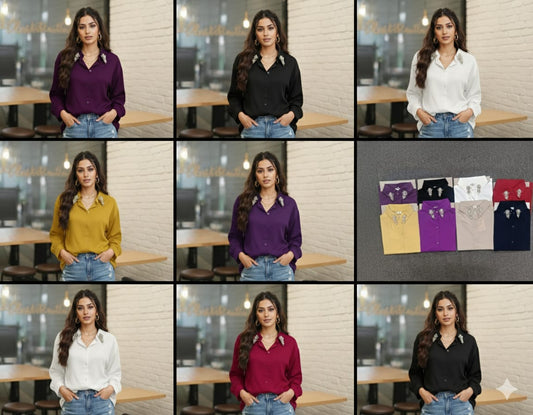 Imported Korean partywear Shirt | Wholesale Korean Women's Wear    - ZF-233