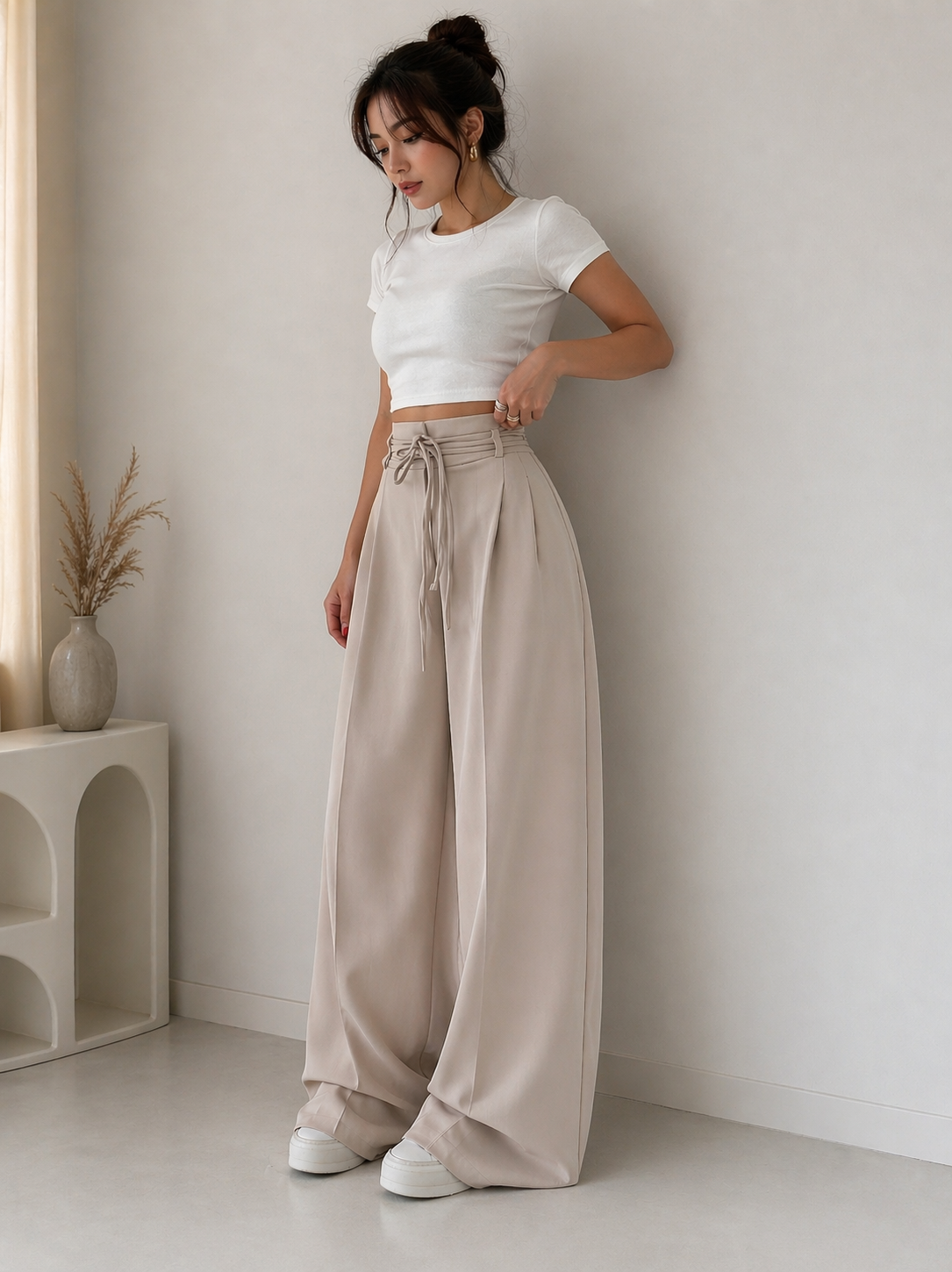 High Waist Flowy Palazzo Pants for Women Wholesale India - Zadine Fashion