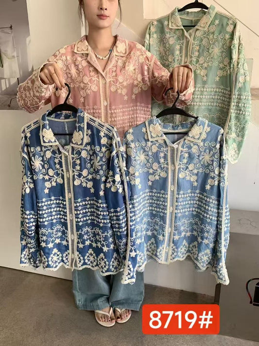 Zadine Imported Embroidery Shirt  Wholesale Korean Womens Wear  - ZF-36