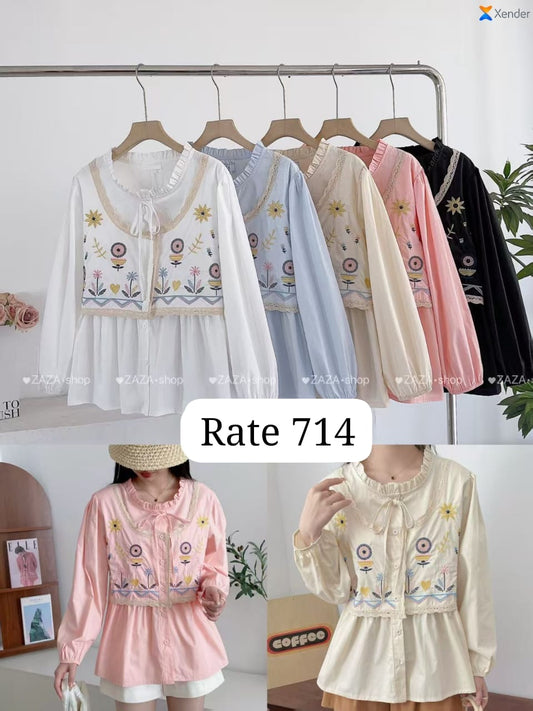Imported Embroidery Shirt | Wholesale Korean Women's Wear   - ZF-130