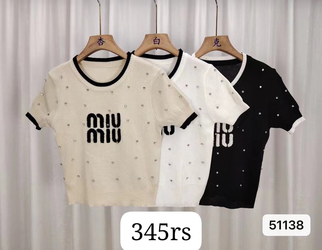 Imported Knitted Half Sleeves Crop Top |Wholesale WESTERN Wear - ZF-97