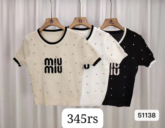 Imported Knitted Half Sleeves Crop Top |Wholesale WESTERN Wear (PACK OF 3 COLOR)