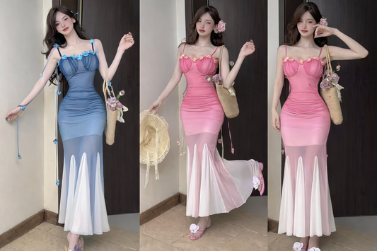 Imported Korean Floral Corset Maxi Dress for Women – Wholesale